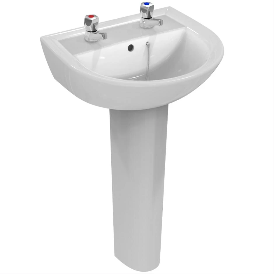Armitage Shanks Sandringham 21 50cm 2 Hole Basin & Pedestal 3 Armitage Shanks Sandringham 21 50cm 2 Hole Basin & Pedestal