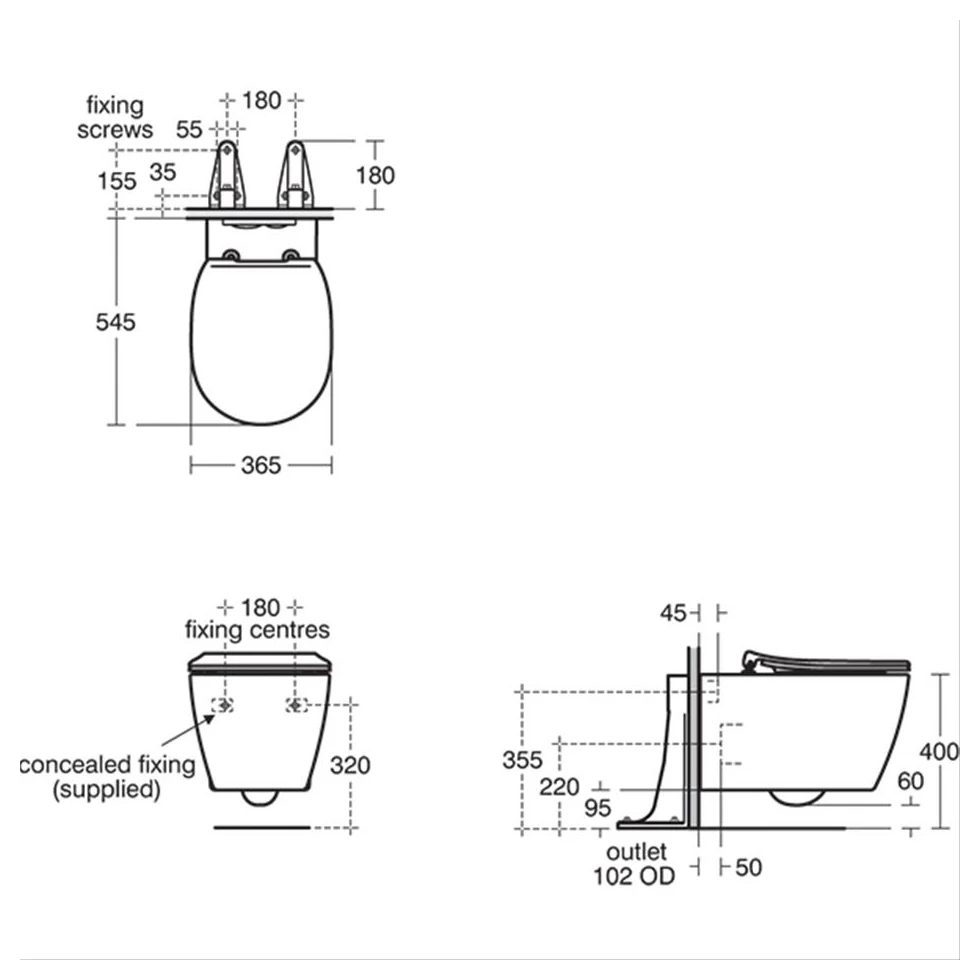 Armitage Shanks Edit R Wall Mounted WC Pan & Soft Close Seat 4 Armitage Shanks Edit R Wall Mounted WC Pan & Soft Close Seat - Image 2
