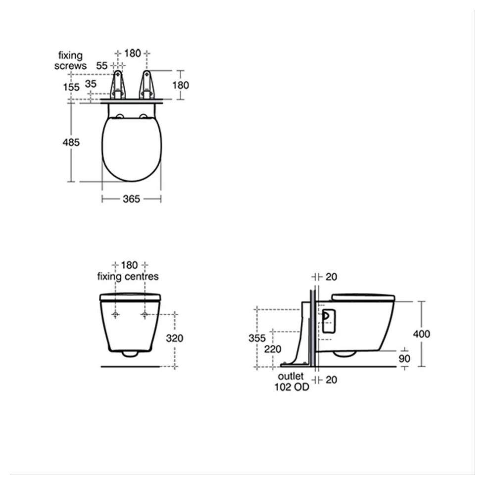 Armitage Shanks Edit R Wall Hung Compact WC Pan & Soft Close Seat 4 Armitage Shanks Edit R Wall Hung Compact WC Pan & Soft Close Seat - Image 2