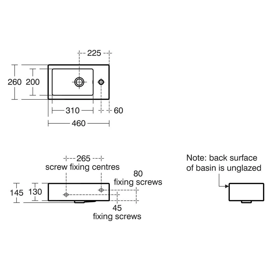 Armitage Shanks Edit S 45cm Handrinse Basin, One Right Hand Taphole 4 Armitage Shanks Edit S 45cm Handrinse Basin, One Right Hand Taphole - Image 2