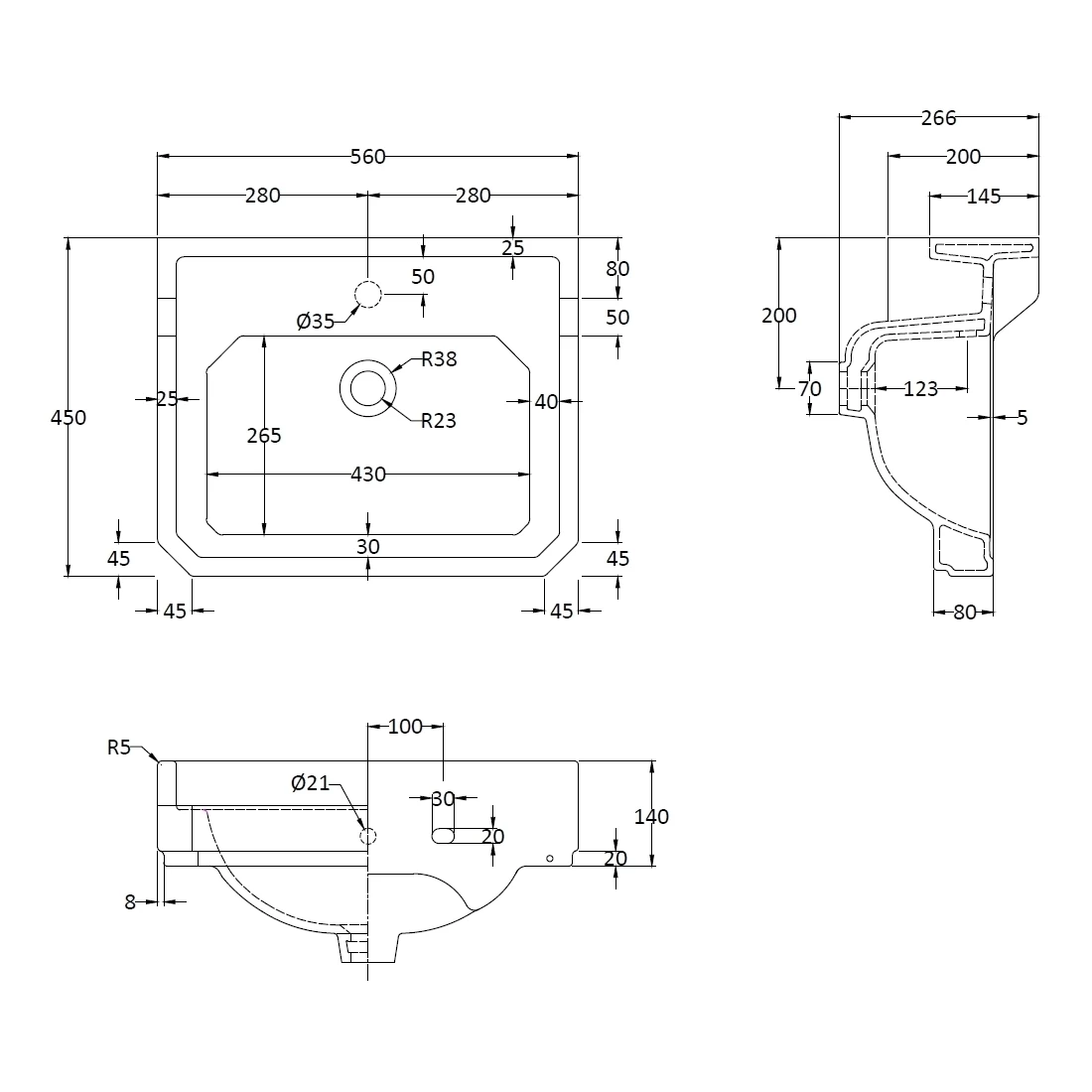 Bayswater Fitzroy 560mm 1 Tap Hole Basin 4 Bayswater Fitzroy 560mm 1 Tap Hole Basin - Image 2