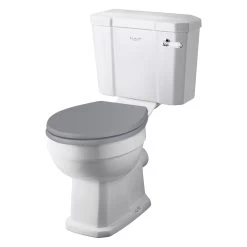 Bayswater Fitzroy Close Coupled Toilet With Ceramic Lever & Grey Soft Close Seat