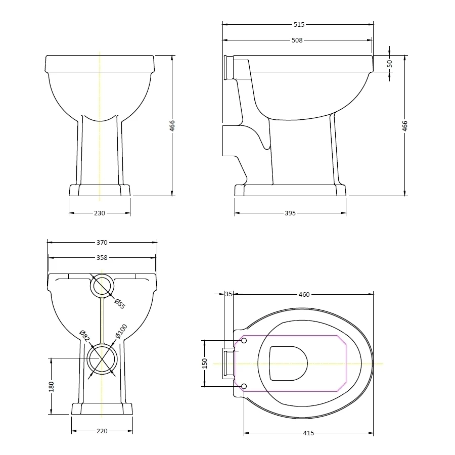 Bayswater Fitzroy Comfort Height High/Low Level WC Pan 4 Bayswater Fitzroy Comfort Height High/Low Level WC Pan - Image 2