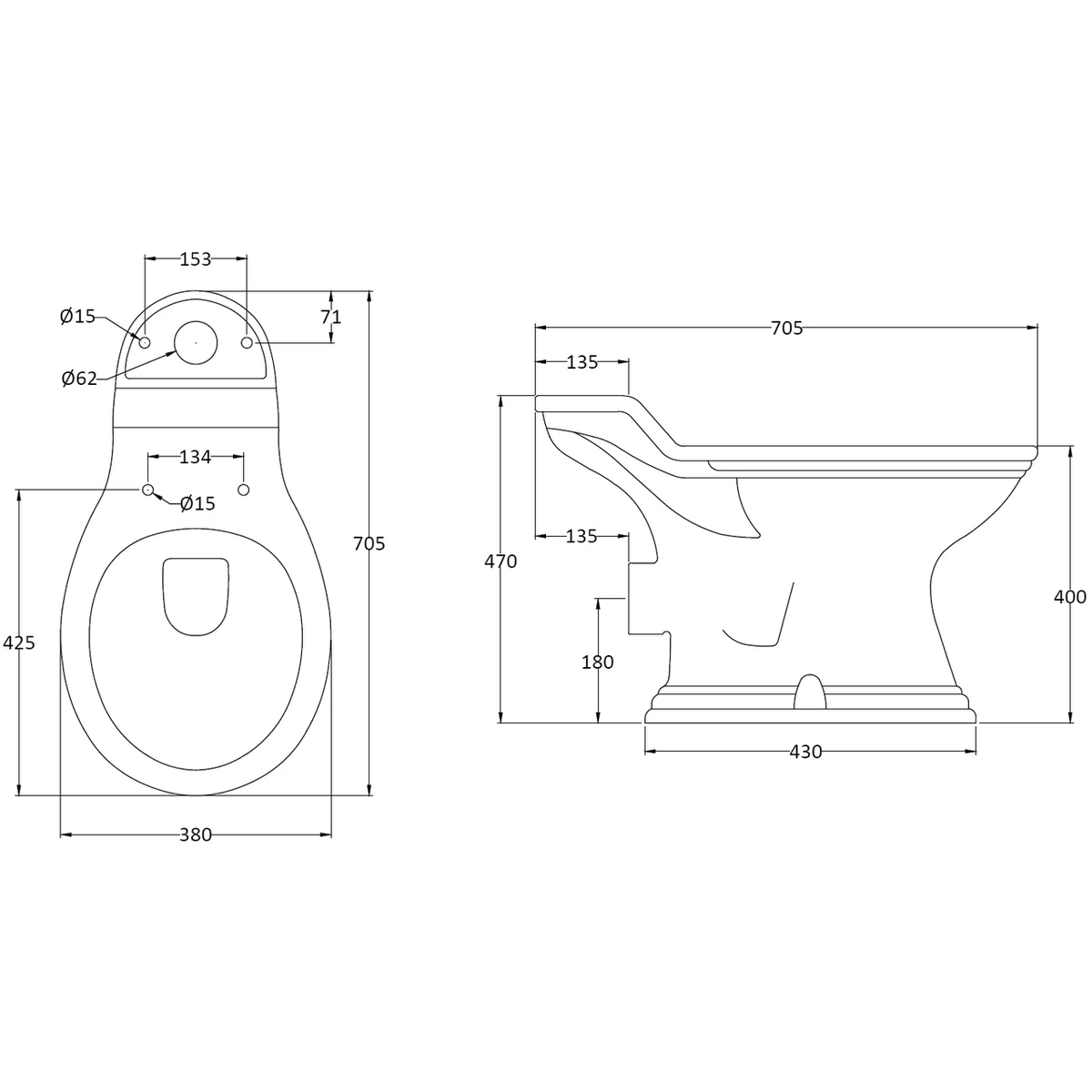 Bayswater Porchester Close Coupled WC Pan (Excluding Seat) 4 Bayswater Porchester Close Coupled WC Pan (Excluding Seat) - Image 2