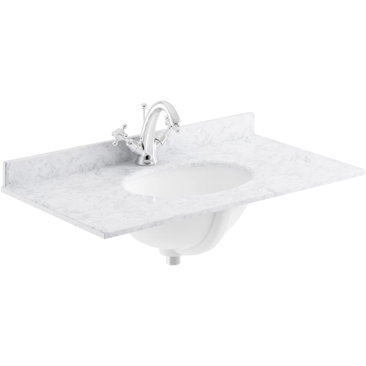 Bayswater White 600mm 1 Tap Hole Single Bowl Marble Top 3 Bayswater White 600mm 1 Tap Hole Single Bowl Marble Top