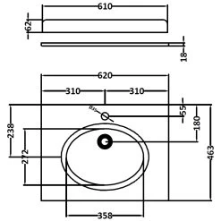 Bayswater Grey 600mm 1 Tap Hole Single Bowl Marble Top -Bathroom Promotion bayswater bayc223 2
