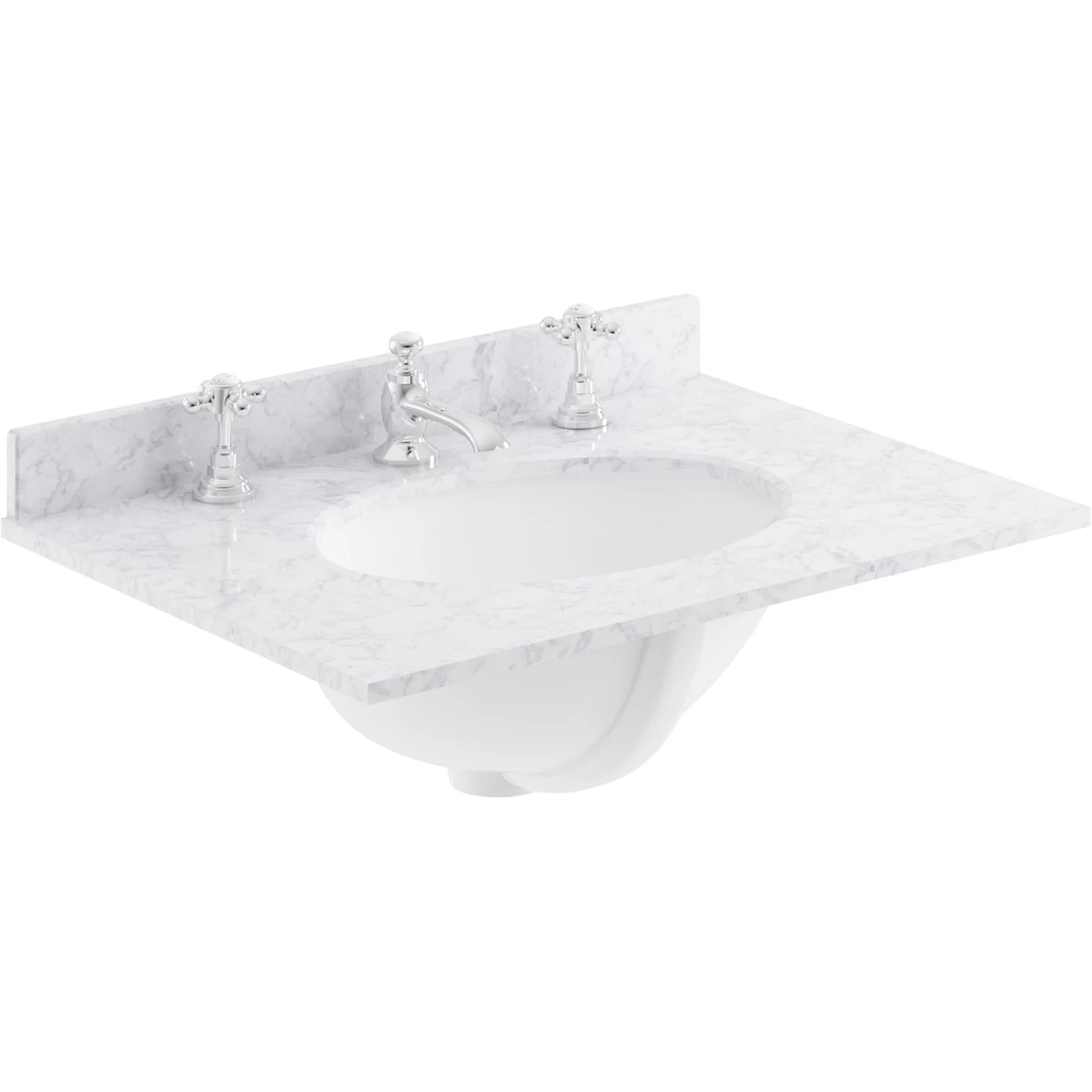Bayswater White 600mm Single Bowl 3 Tap Hole Marble Top 3 Bayswater White 600mm Single Bowl 3 Tap Hole Marble Top