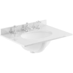 Bayswater Grey 600mm Single Bowl 3 Tap Hole Marble Top