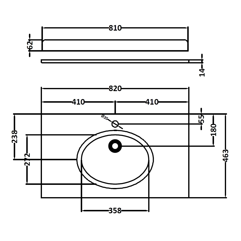 Bayswater Black 800mm Single Bowl 1 Tap Hole Marble Top 4 Bayswater Black 800mm Single Bowl 1 Tap Hole Marble Top - Image 2
