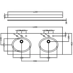 Bayswater Grey 1200mm Double Bowl 3 Tap Hole Marble Top -Bathroom Promotion bayswater bayc238 2