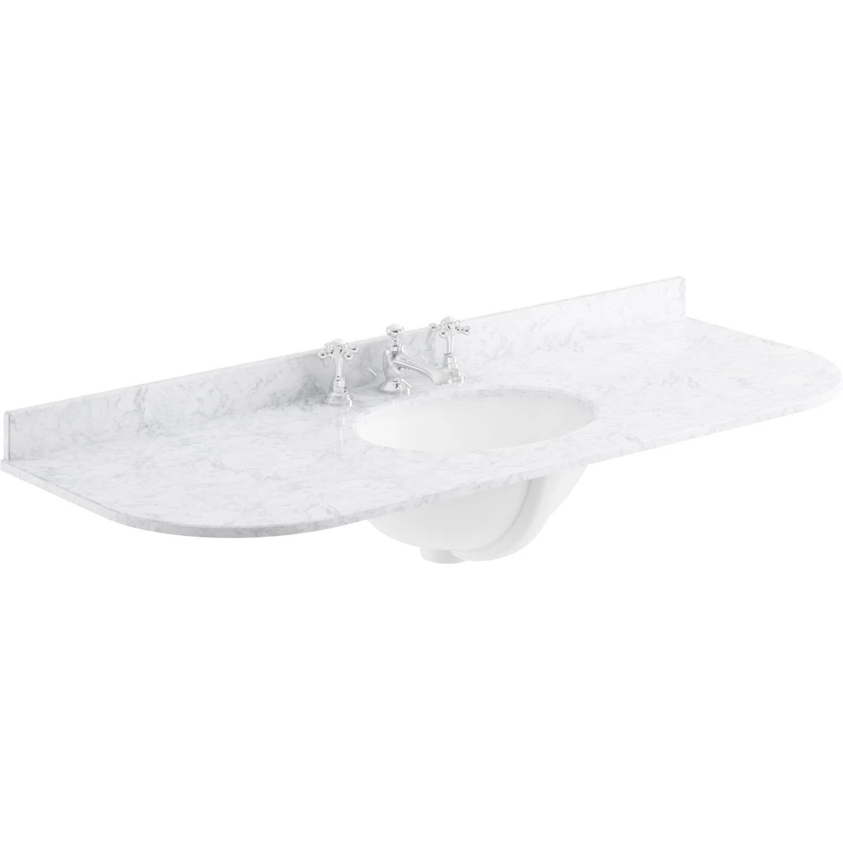 Bayswater White 1200mm Single Bowl 3 Tap Hole Curved Marble Top 3 Bayswater White 1200mm Single Bowl 3 Tap Hole Curved Marble Top