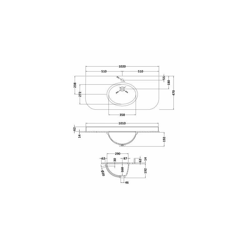 Bayswater 1000mm Single Bowl Curved 1 Hole Black Marble Top 4 Bayswater 1000mm Single Bowl Curved 1 Hole Black Marble Top - Image 2