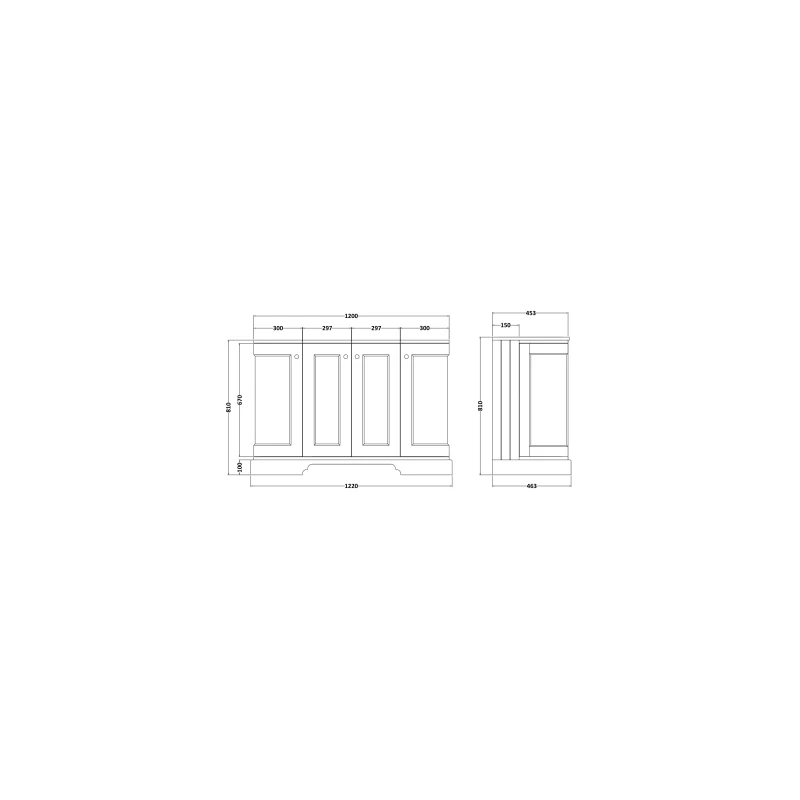 Bayswater 1200mm 4 Door Curved Basin Cabinet Grey 4 Bayswater 1200mm 4 Door Curved Basin Cabinet Grey - Image 2