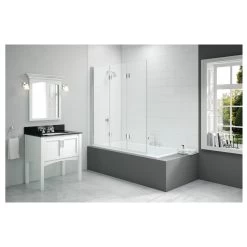 Merlyn 1400x1150mm 3-Panel Folding Hinged Bath Screen