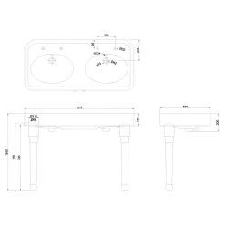 Burlington Arcade 1200mm 2 Hole Basin & Ceramic Console Legs -Bathroom Promotion burlington arc12002th arc2 2