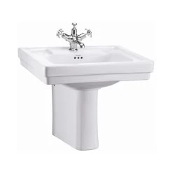 Burlington Contemporary 58cm 2 Hole Basin & Semi Pedestal