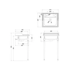 Burlington Classic 50cm 1 Hole Basin & Wash Stand Chrome -Bathroom Promotion burlington b201th t52chr 2