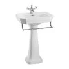 Burlington Victorian 56cm 1 Hole Basin, Towel Rail & Pedestal -Bathroom Promotion burlington b21th p1 t1chr