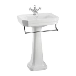 Burlington Victorian 56cm 1 Hole Basin, Towel Rail & Pedestal