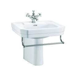 Burlington Victorian 56cm 2 Hole Basin, Towel Rail & Semi Pedestal