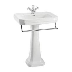 Burlington Victorian 61cm 2 Hole Basin, Towel Rail & Regal Pedestal