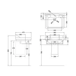 Burlington Edwardian 56cm 2 Hole Basin & Semi Pedestal 5 Burlington Edwardian 56cm 2 Hole Basin & Semi Pedestal -Bathroom Promotion burlington b42th p8 2