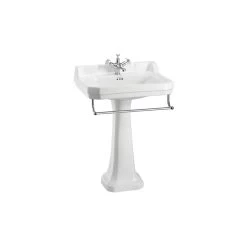 Burlington Edwardian 61cm 1 Hole Basin, Towel Rail & Regal Pedestal