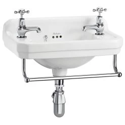 Burlington Edwardian 51cm 2 Hole Cloakroom Basin & Towel Rail