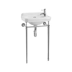 Burlington Edwardian 51cm 1 Hole Cloakroom Basin & Chrome Stand
