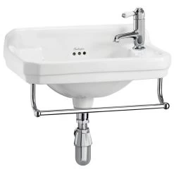 Burlington Edwardian 51cm 1 Hole Cloakroom Basin & Towel Rail