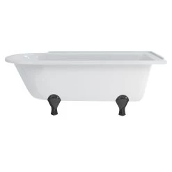 Burlington Hampton 170cm Shower Bath With Black Feet, Right