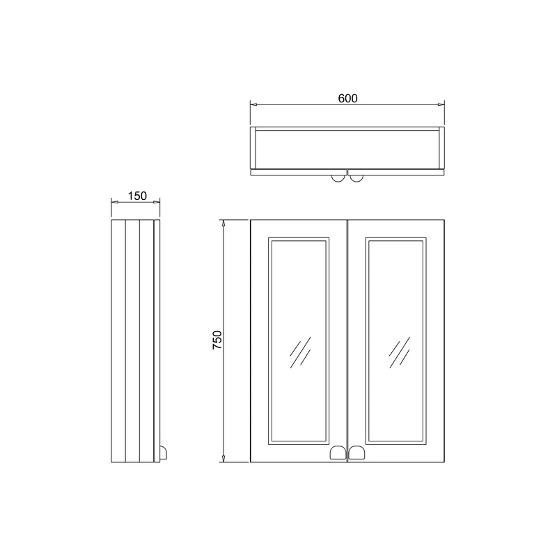Burlington 60cm Double Door Mirror Wall Unit Sand 4 Burlington 60cm Double Door Mirror Wall Unit Sand - Image 2