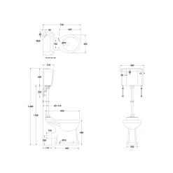 Burlington Regal Medium Level Toilet With 44cm Lever Cistern -Bathroom Promotion burlington p12 c3 t33chr 2