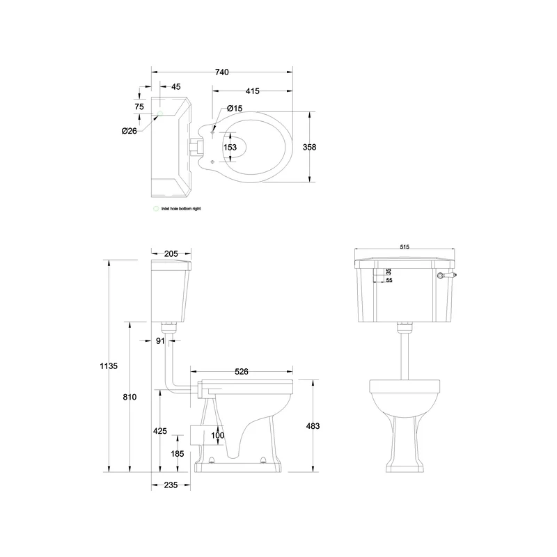 Burlington S Trap Low Level Toilet With 52cm Lever Cistern 4 Burlington S Trap Low Level Toilet With 52cm Lever Cistern - Image 2