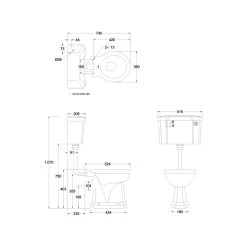 Burlington Standard Low Level Toilet With 52cm Push Button Cistern -Bathroom Promotion burlington p2 c2 t31chr 2