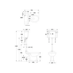 Burlington Standard Medium Level Toilet, 52cm Lever Cistern -Bathroom Promotion burlington p5 c1 t33chr 2