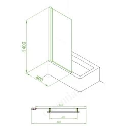 Essential Eclipse Square Bath Screen 800x1400mm 6mm Glass -Bathroom Promotion essential eb303 2