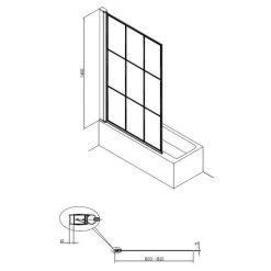 Essential Designer Matrix 1400x800mm Bath Screen Matt Black -Bathroom Promotion essential eb310 2