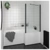 Essential Designer 1400x850mm L-Shaped Bath Screen Matt Black -Bathroom Promotion essential eb312
