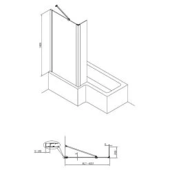 Essential Designer Matrix 1400x850mm L-Shaped Bath Screen Matt Black -Bathroom Promotion essential eb313 2