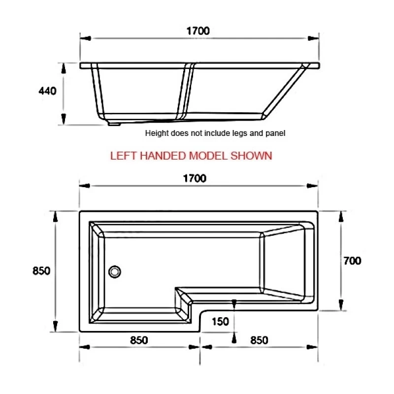 Essential Kensington 1700x850mm L Shape Shower Bath Pack Right 4 Essential Kensington 1700x850mm L Shape Shower Bath Pack Right - Image 2