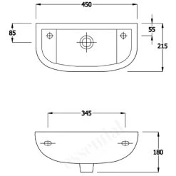 Essential Lily Handrinse Basin Only Right 450mm 1 Tap Hole White -Bathroom Promotion essential ec1011 3