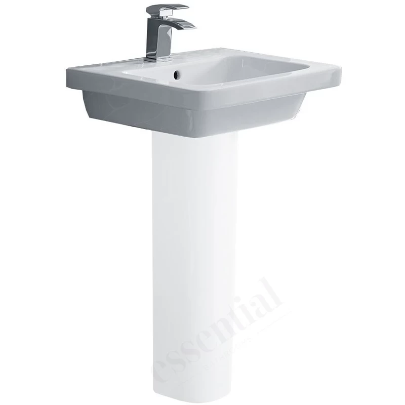 Essential Ivy Pedestal Basin Only 550mm 1 Tap Hole White 3 Essential Ivy Pedestal Basin Only 550mm 1 Tap Hole White