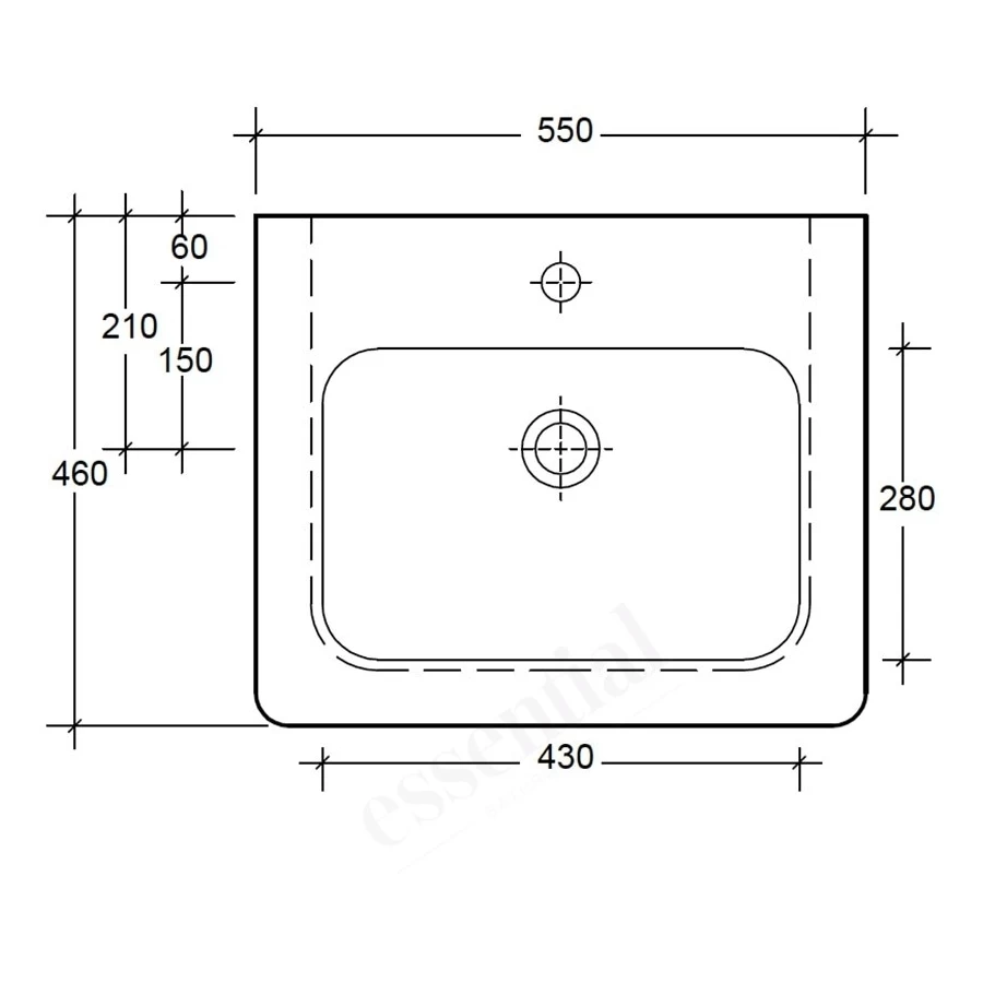 Essential Ivy Pedestal Basin Only 550mm 1 Tap Hole White 4 Essential Ivy Pedestal Basin Only 550mm 1 Tap Hole White - Image 2