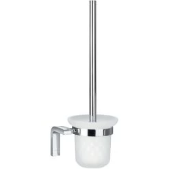 Flova Lynn Toilet Brush With Steel Handle & Glass Holder