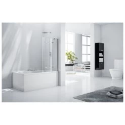 Frontline Aquaglass 6mm Frameless Bath Screen With 4 Folding Panels Right