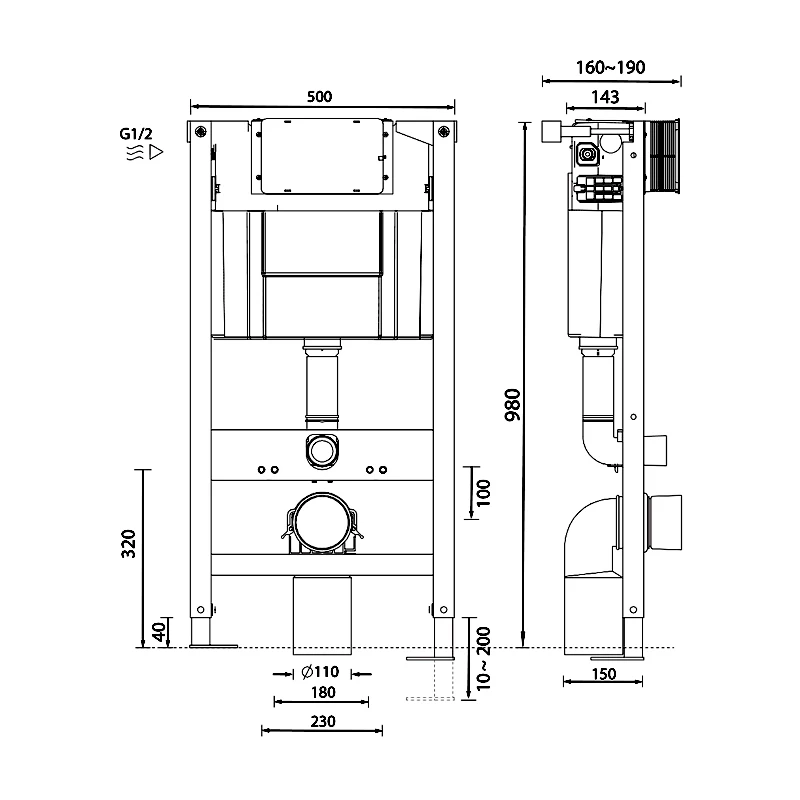Frontline 980mm WC Frame Including Cistern 4 Frontline 980mm WC Frame Including Cistern - Image 2