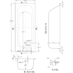 Frontline Aquabathe Steel 1700 X 700mm Ungripped Antislip Bath -Bathroom Promotion frontline rcst177 2