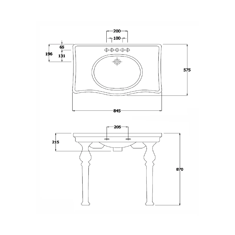 Frontline Holborn 845mm Console Basin 1 Taphole 4 Frontline Holborn 845mm Console Basin 1 Taphole - Image 2