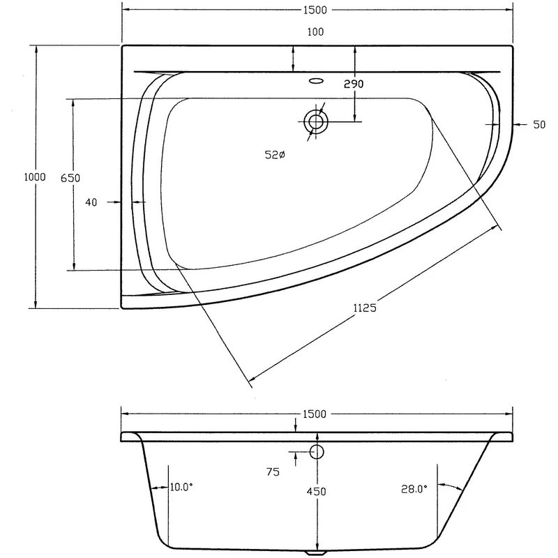 Frontline Aquabathe Cloud 1500 X 1000mm Corner Bath LH 4 Frontline Aquabathe Cloud 1500 X 1000mm Corner Bath LH - Image 2